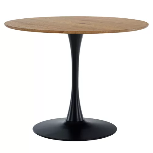 Étkezőasztal, tölgy/fekete, átmérő 110 cm, REVENTON NEW