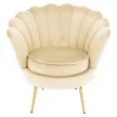 Art-deco stílusú fotel, bézs Velvet szövet/gold arany króm, NOBLEO