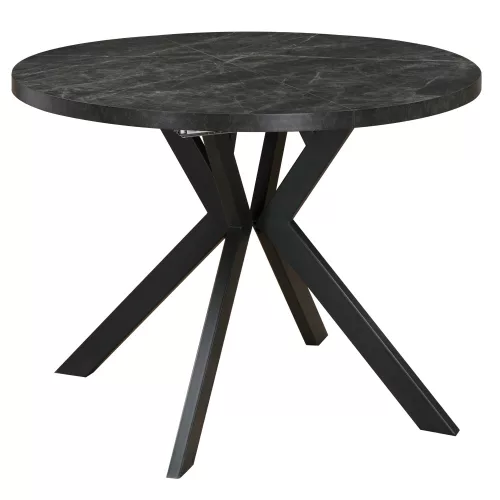 Kihúzható étkezőasztal, sötét beton/fekete, 100-250x75,5 cm, LUKOS