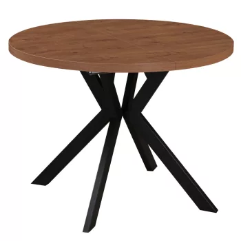   Kihúzható étkezőasztal, sötét tölgy/fekete, 100-250x75,5 cm, LUKOS