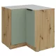 Alsó sarokszekrény, aquamarine/artisan tölgy, ARSANY 90x90 DN 2F BB