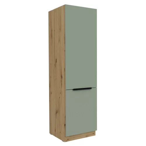 Szekrény beépíthető hűtőszekrényhez, aquamarine/artisan tölgy, ARSANY 60 LO-210 2F
