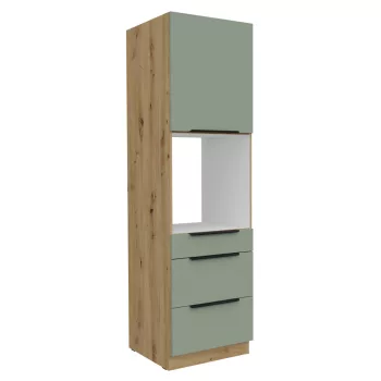   Magas szekrény beépíthető sütőhöz, aquamarine/artisan tölgy, ARSANY 60 DPS-210 3S1F