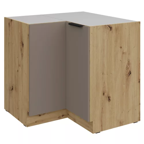 Alsó sarokszekrény, sandgrau/artisan tölgy, FRISBO 90x90 DN 2F BB