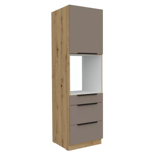 Magas szekrény beépíthető sütőhöz, sandgrau/artisan tölgy, FRISBO 60 DPS-210 3S1F