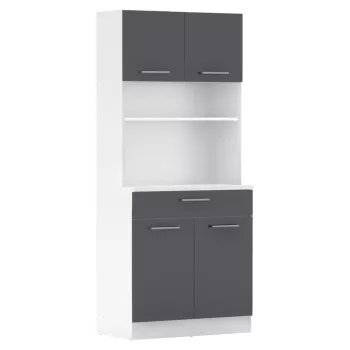 Négyajtós szekrény, fehér/grafit, DOMIS NEW