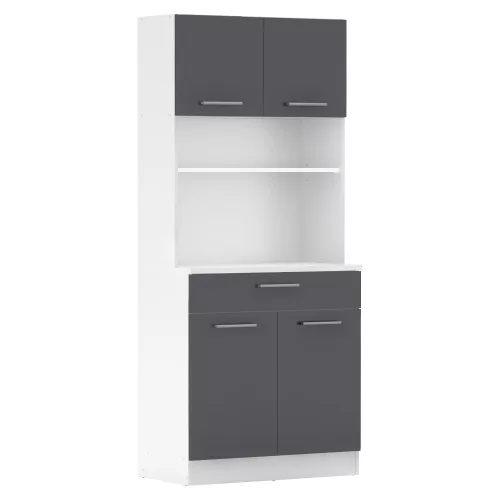 Négyajtós szekrény, fehér/grafit, DOMIS NEW