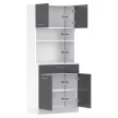 Négyajtós szekrény, fehér/grafit, DOMIS NEW