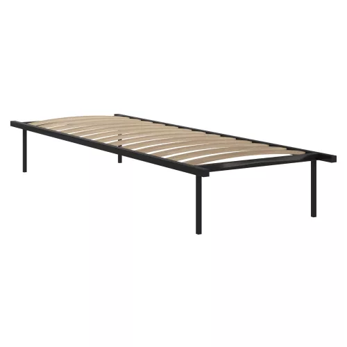 Önálló ágyrács, 90x200, fekete, fém/nyírfa, KENTAK