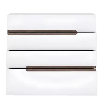   Komód, fehér - extra magas fényű HG/sonoma tölgyfa, LYNATET 44 TÍPUS