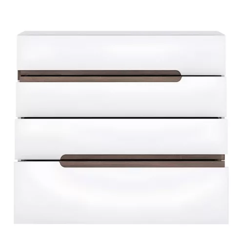 Komód, fehér - extra magas fényű HG/sonoma tölgyfa, LYNATET 44 TÍPUS