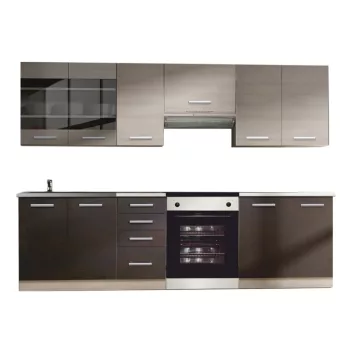   Konyhabútor, világos szürke tölgyfa/sötét tölgyfa, KLANTON