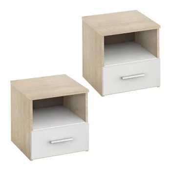 Éjjeliszekrény, 2 db, tölgy sonoma/fehér, GABRIELA