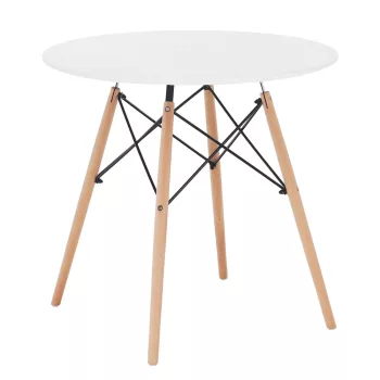 Étkezőasztal, fehér/bükk, átmérő 60 cm, GAMIN NEW 60