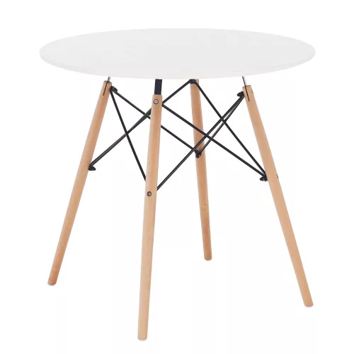 Étkezőasztal, fehér/bükk, átmérő 60 cm, GAMIN NEW 60