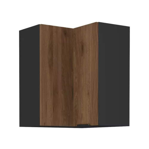 Felső sarokszekrény okapi dió/fekete, MENZO 60x60 GN-72 2F