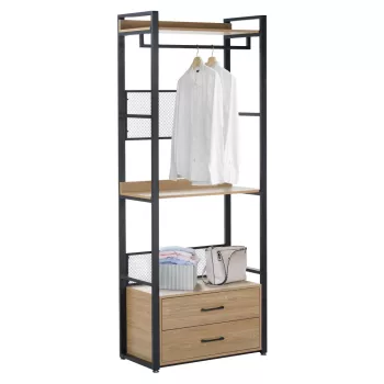 Polcállvány fiókokkal, tölgy/fekete, KILOS NEW TYP 1