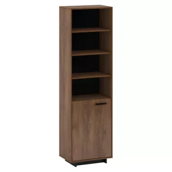 Vitrin/Polcállvány, bolzano tölgy/fekete, balos, DELIS R1