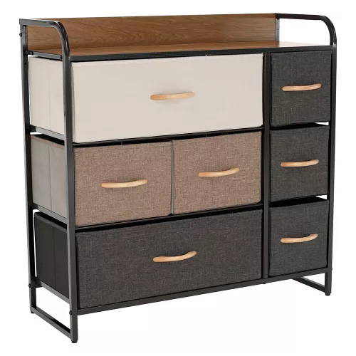 Komód szövet fiókokkal, bézs/barna, HAZEL TYP 3