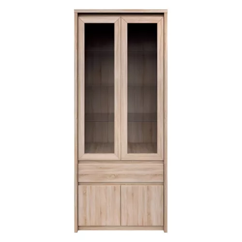 Vitrines szekrény, DTD laminált, tölgy sonoma, NORTY TYP 3