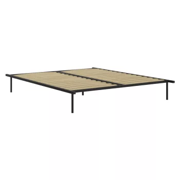 Önálló ágyrács, 180x200, fekete, fém/nyírfa, KENTAK