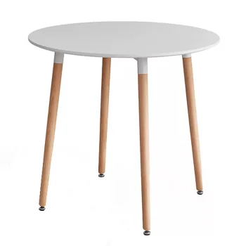   Étkezőasztal, fehér/bükk, átmérő 80 cm, ELCAN NEW TYP 2