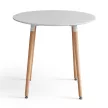 Étkezőasztal, fehér/bükk, átmérő 80 cm, ELCAN NEW TYP 2