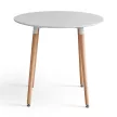 Étkezőasztal, fehér/bükk, átmérő 80 cm, ELCAN NEW TYP 2