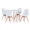 Étkezőasztal, fehér/bükk, átmérő 80 cm, ELCAN NEW TYP 2