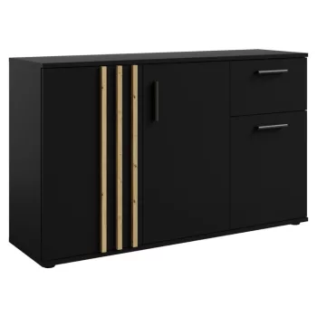 Komód, 3D1S, fekete/artisan tölgy, TOLIS TYP 2