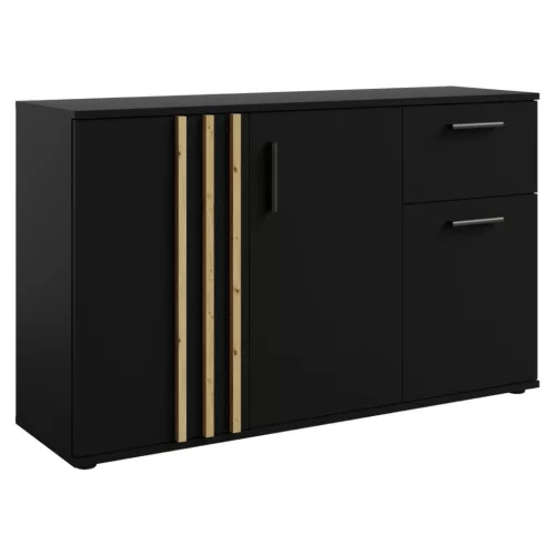 Komód, 3D1S, fekete/artisan tölgy, TOLIS TYP 2