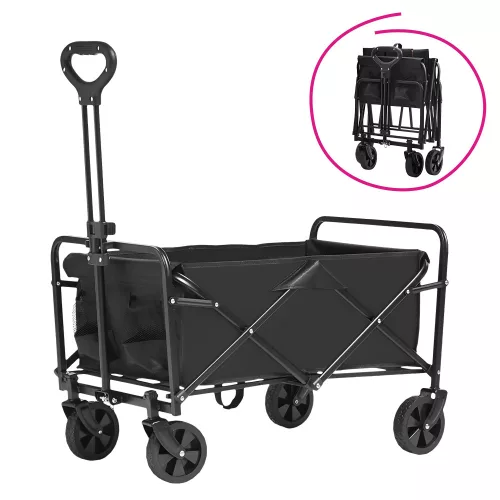 Kerti kocsi, összecsukható, fekete, KARIL