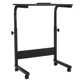 Állíthó számítógépasztal kerekekkel, fekete, WESTA