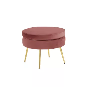   Luxus zsámoly/puff, rózsaszín Velvet szövet/króm arany, Art-deco, NOBLIN TYP 1