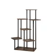 Fém virágállvány, fekete/rusztikus fa, ADITE TYP 2
