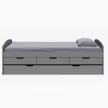 Ágy kihúzható pótággyal, szürke, tömörfa, 90x200, MARINELLA NEW
