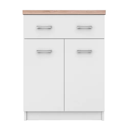 Komód 2D1S/60, fehér/sonoma tölgy, TOPTY TYP 41