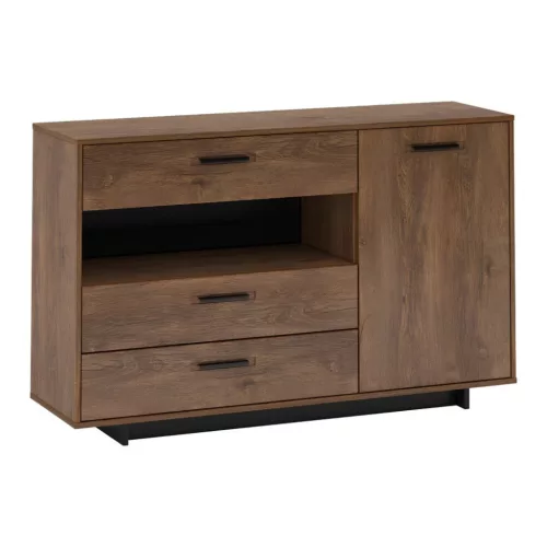 Komód, bolzano tölgy/fekete, DELIS E