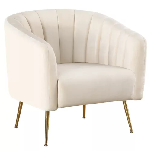Design fotel, bézs Velvet szövet/gold króm-arany, BAGY