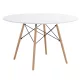 Étkezőasztal, fehér/matt/bükk, átmérő 120 cm, DEMIN NEW