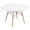 Étkezőasztal, fehér/matt/bükk, átmérő 120 cm, DEMIN NEW