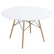 Étkezőasztal, fehér/matt/bükk, átmérő 120 cm, DEMIN NEW