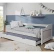 Ágy kihúzható pótággyal, fehér, tömörfa, 90x200, LAURA NEW