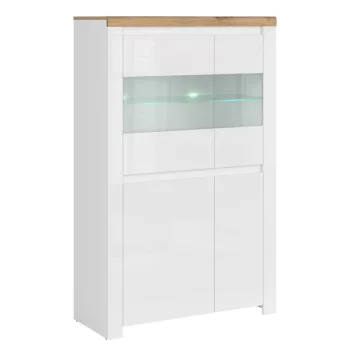 Vitrin 2D2W, fényes fehér/wotan tölgy, VILGO