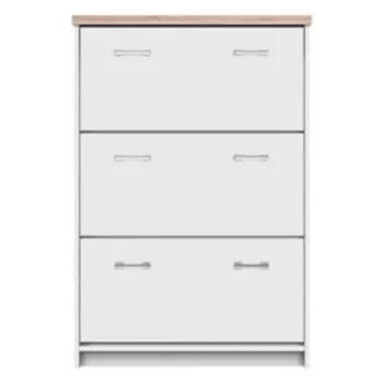   Cipősszekrény 3k, DTD laminált, fehér/tölgy sonoma, TOPTY TYP 10