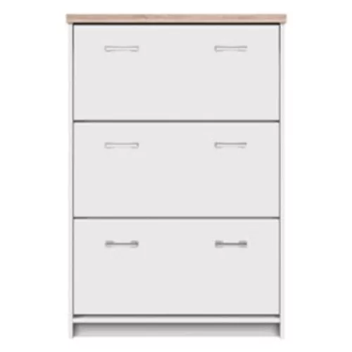 Cipősszekrény 3k, DTD laminált, fehér/tölgy sonoma, TOPTY TYP 10