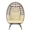 Rattan fotel, természetes/fekete/bézs, KARMEN