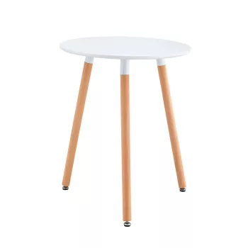   Étkezőasztal, fehér/bükk, átmérő 60 cm, ELCAN NEW TYP 1