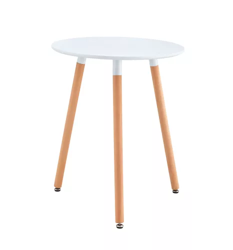 Étkezőasztal, fehér/bükk, átmérő 60 cm, ELCAN NEW TYP 1