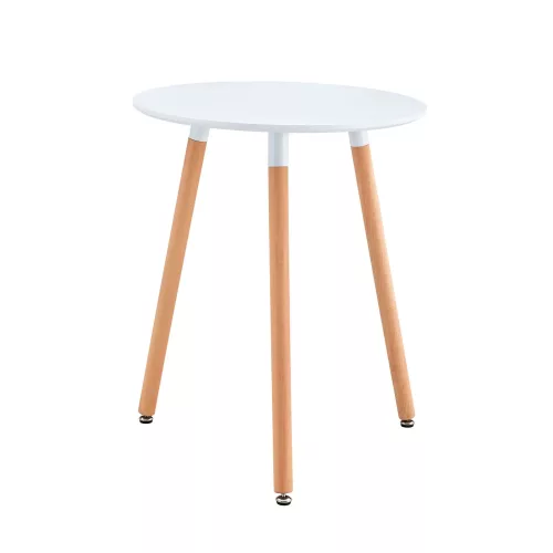 Étkezőasztal, fehér/bükk, átmérő 60 cm, ELCAN NEW TYP 1